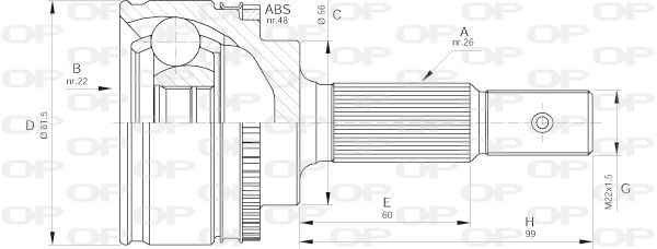 OPEN PARTS Шарнирный комплект, приводной вал CVJ5587.10